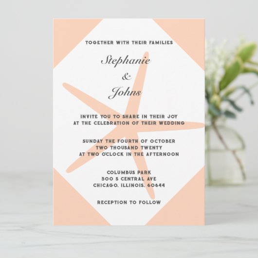 Invitation Mariage plage Tropical Elégant Mariage plage Fuzz (Debout devant)
