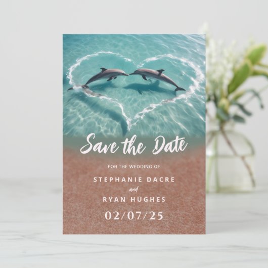 Invitation Mariage plage tropical enregistrer la date (Debout devant)