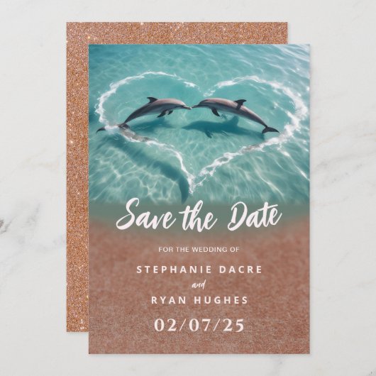 Invitation Mariage plage tropical enregistrer la date (Devant / Derrière)