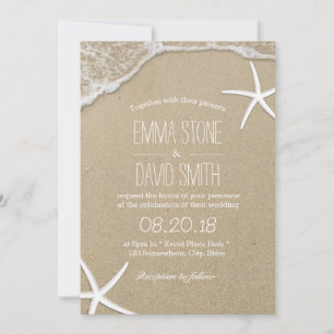 Invitation Mariage plage Tropical Starfish & Waves