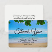 Invitation Mariage Plage Tropicale Soleil Sable et Mer Merci (Devant / Derrière)