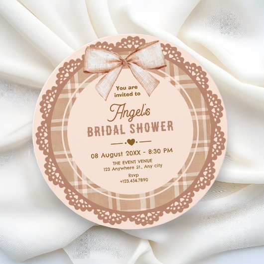 Invitation Mariage plaid arc-en-ciel brun beige