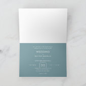Invitation Mariage Plié Monogramme Simple et Élégant Sarcelle (Intérieur)