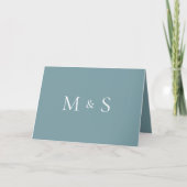 Invitation Mariage plié monogramme Turquoise simple et élégan (Devant)