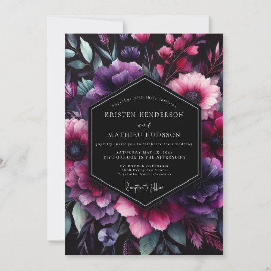 Invitation Mariage Plum Chiaroscuro Flora (Devant)