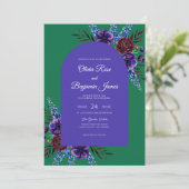 Invitation Mariage Plum Emerald Bloom (Debout devant)