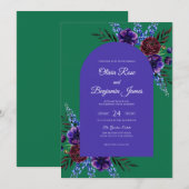 Invitation Mariage Plum Emerald Bloom (Devant / Derrière)
