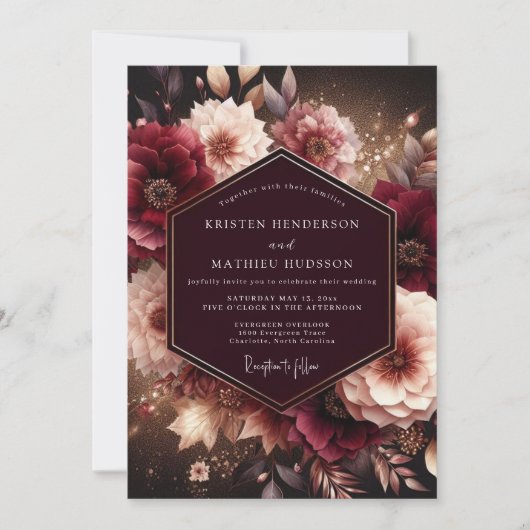 Invitation Mariage Plum Moody Bloom (Devant)