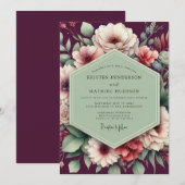 Invitation Mariage Plum Sage Moody Bloom (Devant / Derrière)