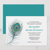 Invitation Mariage Plume de Paon (Devant / Derrière)