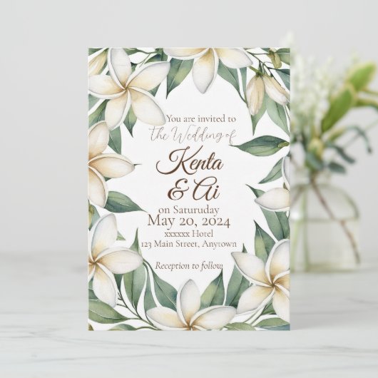 Invitation Mariage Plumeria (Debout devant)