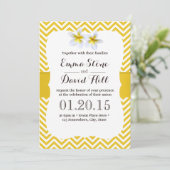 Invitation Mariage Plumeria Jaune Classique Chevron (Debout devant)