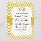 Invitation Mariage Plumeria Jaune Classique Chevron (Devant / Derrière)