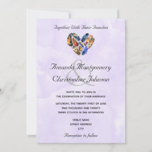 Invitation Mariage Plumes En Forme De Cœur