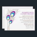 Invitation Mariage Plumes Peacock Violet<br><div class="desc">Une invitation élégante et classique présente une belle illustration vectorielle de plumes paon sur un arrière - plan violet profond. Parfait pour les mariages,  les douches nuptiales,  les fêtes d'anniversaire,  les fêtes de sweet sixteen et plus encore !</div>