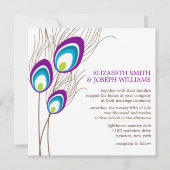 Invitation Mariage Plumes Peacock Violet (Devant)