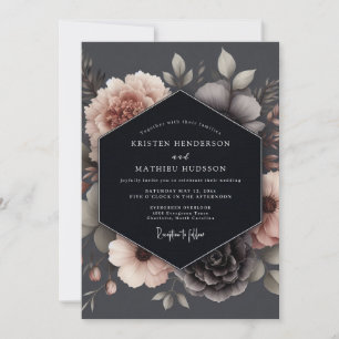 Invitation Mariage Poétique Rouge Charbon