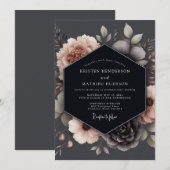 Invitation Mariage Poétique Rouge Charbon (Devant / Derrière)