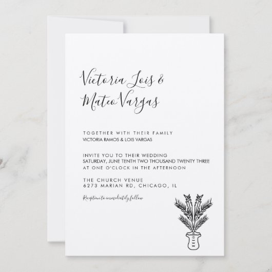 Invitation Mariage pointillé simple main (Devant)