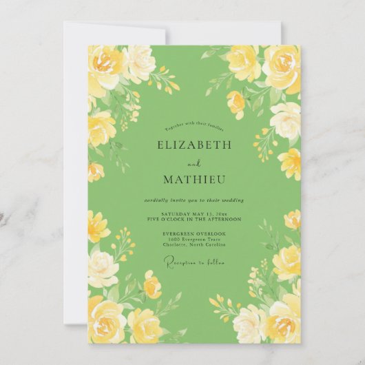 Invitation Mariage Poire Citron Ranunculus Eucalyptus (Devant)