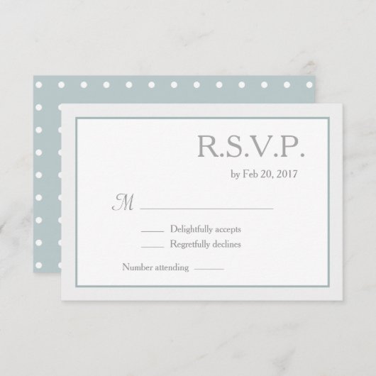 Invitation Mariage Pois bleu blanc RSVP (Devant / Derrière)