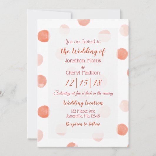Invitation Mariage Pois de corail (Devant)