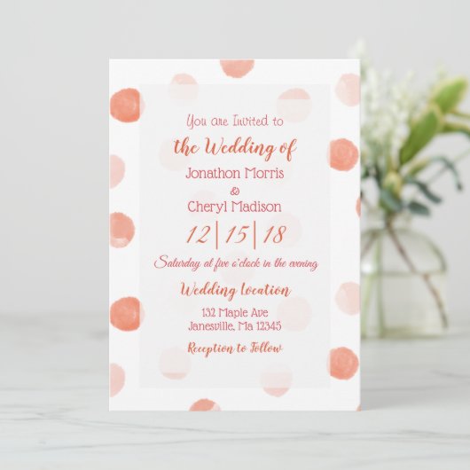 Invitation Mariage Pois de corail (Debout devant)