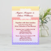 Invitation Mariage Pois jaune, rose, bleu et blanc (Debout devant)