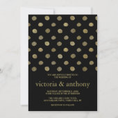 Invitation Mariage Pois moderne Black & Gold (Devant)