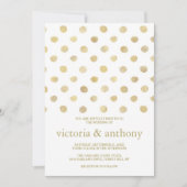 Invitation Mariage Pois moderne blanc et or (Devant)