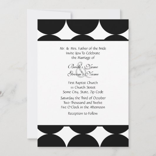 Invitation Mariage Pois moderne noir et blanc (Devant)