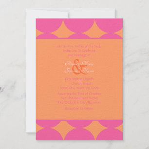 Invitation Mariage Pois moderne rose chaud et orange