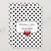Invitation Mariage Pois noir et blanc (Devant / Derrière)