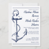 Invitation Mariage police de caractères script ancre esquisse (Devant)
