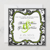Invitation Mariage Pomme Verte Damassé à Tourbillons Enregist (Dos)