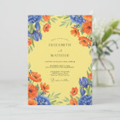 Invitation Mariage Poppy Azure Jaune (Debout devant)