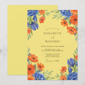 Invitation Mariage Poppy Azure Jaune (Devant / Derrière)