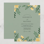 Invitation Mariage Poppy Céladon Moutarde (Devant / Derrière)