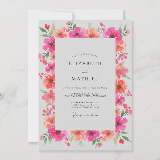 Invitation Mariage Poppy Corail Magenta (Devant)