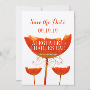 Invitation Mariage Poppy Corail Moderne à Sauvegarder la Date