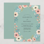 Invitation Mariage Poppy Corail Mousse de Mer (Devant / Derrière)