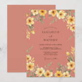 Invitation Mariage Poppy Jaune Terre (Devant / Derrière)