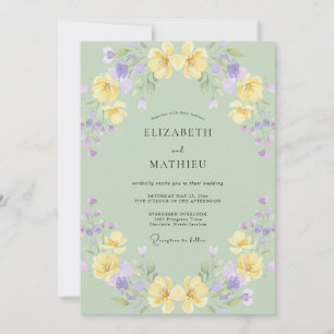 Invitation Mariage Poppy Lavande Jaune Doux
