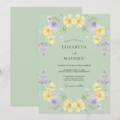 Invitation Mariage Poppy Lavande Jaune Doux (Devant / Derrière)