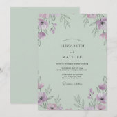 Invitation Mariage Poppy Lilas Mousse de Mer (Devant / Derrière)