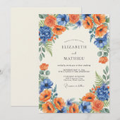 Invitation Mariage Poppy Orange Cobalt (Devant / Derrière)