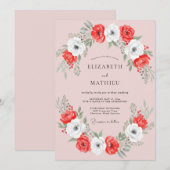 Invitation Mariage Poppy Rouge Blanc (Devant / Derrière)