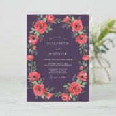 Invitation Mariage Poppy Rouge Prune (Debout devant)