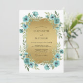 Invitation Mariage Poppy Sarcelle Or (Debout devant)