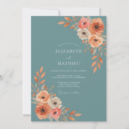 Invitation Mariage Poppy Slate Sarcelle (Devant)
